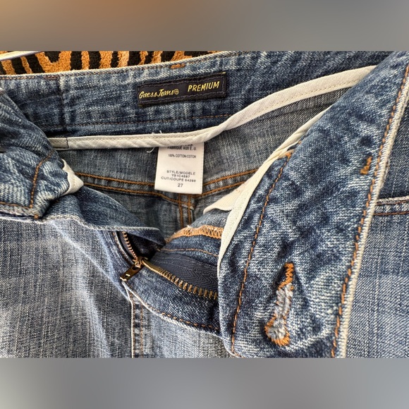 Guess Jeans Originals Mini Skirt Premium Denim Blue Distressed Size 27 - Picture 7 of 8